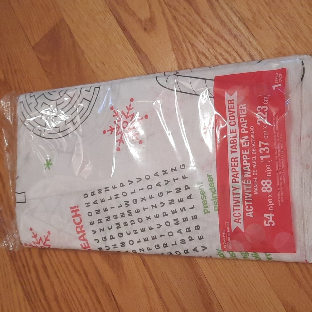 NEW holiday table cloth activity cover, write on games